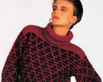 Lady Polo Neck Sweater Jumper Pullover Size 81 to 97 cm 32 to 38 inch Richard Poppleton Rio with Mohair 2267 Vintage Knitting Pattern - PDF