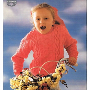 Small Child DK Sweater Pullover Jumper - Size 56 to 76 cm (22 to 30 inches) - Sirdar Double Knitting 4707 - Vintage Knitting Pattern - PDF