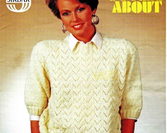 Lady Pullover Sweater Jumper Blouson Top Cardigan Jacket- Size 86 to 102 cm (34 to 40 inch) - Sirdar 8268 - Vintage Knitting Pattern - PDF