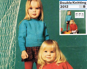 Small Child Cardigan and Jumper Sweater Pullover - Patons Double Knitting 2012 - Vintage Knitting Pattern - PDF