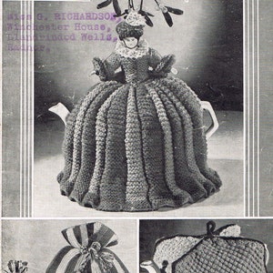 Patrón de tejido vintage para funda de tetera y huevo de crinolina Lady - Bestway 1220 - PDF