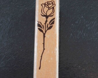 Single Romantic Love Rose Flower Floral Rubber Stamp