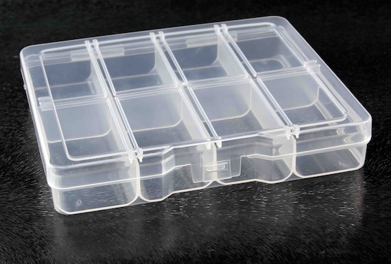 Small Clear Plastic 8 Compartment Storage Box With Lid for Beading