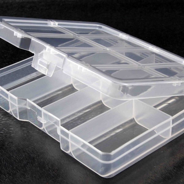 Small Clear Plastic 8 Compartment Storage Box with Lid for beading, sewing, jewellery and other small items