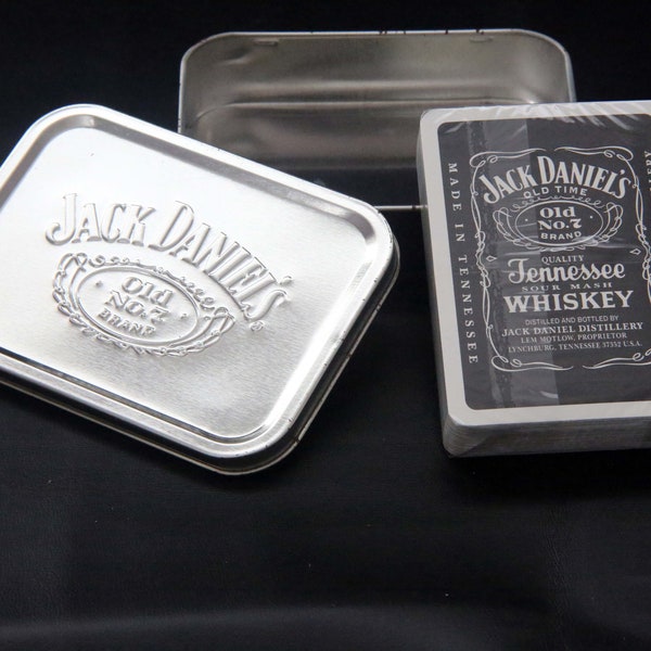 Jack Daniel's Playing Cards Pack Deck Set in (minor rusting) Metal Tin with Lid