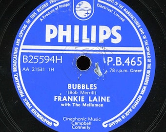 Frankie Laine - Bubbles / Cool Water - 10 inch 78 RPM Vintage Record - Philips B25594H - Excellent Sound Quality