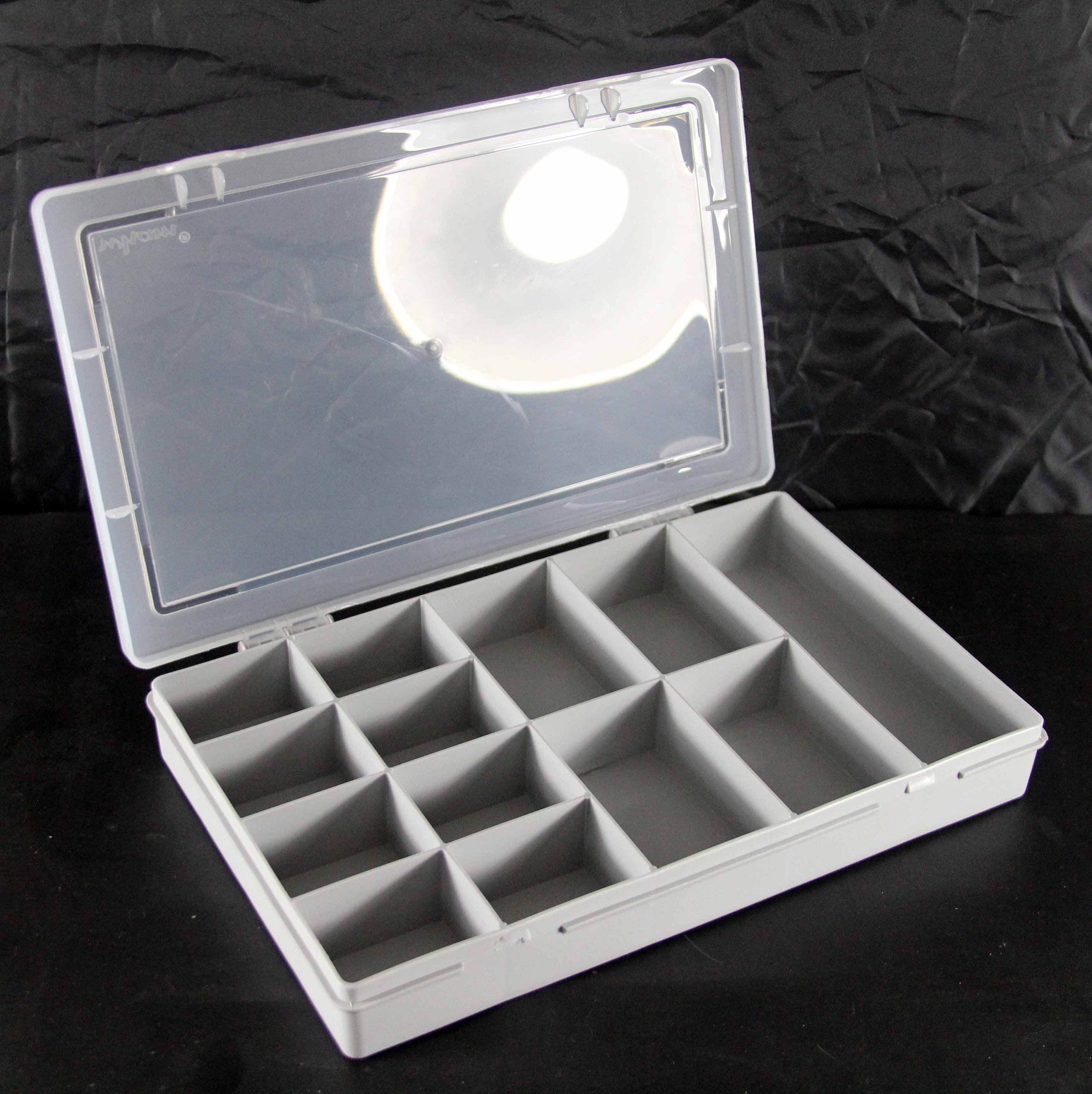 Caja de almacenamiento de plástico gris compartimento con tapa | Etsy