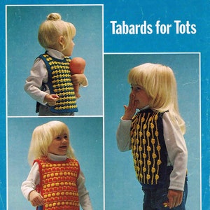 Small Boy Girl Child Tabard - Size 51 to 61 cm (20 to 24 inches) - Patons D.K. 1456 - Vintage Knitting Pattern - PDF