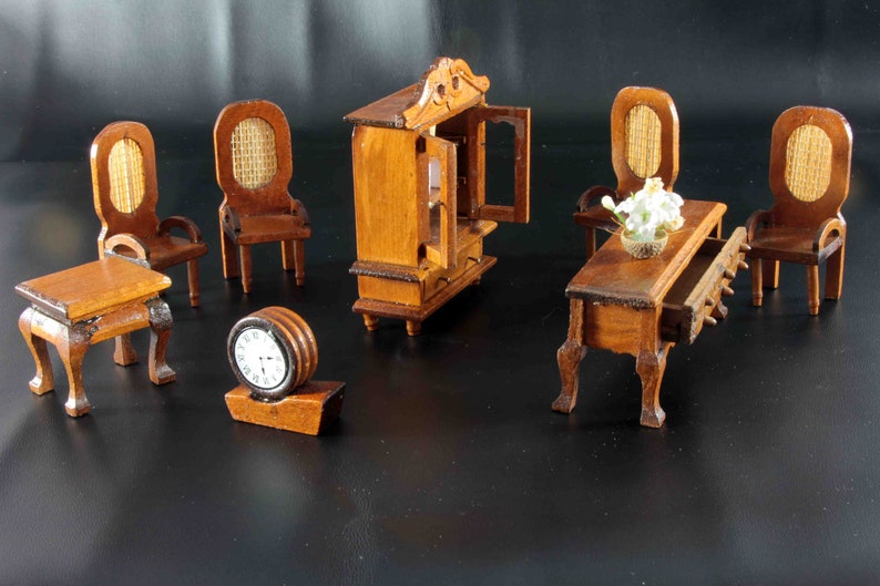 Vintage Miniature Wooden Doll House Furniture 1/24 scale made Etsy