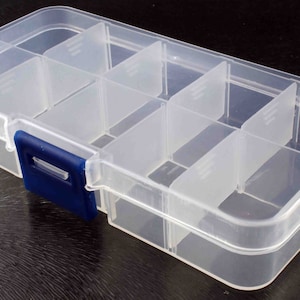 Small Clear Plastic 10 Adjustable Compartment Storage Box with Lid for beading, sewing, jewellery and other small items