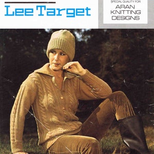 Lady Button Front Aran Sweater Pullover Jumper with Collar Size 86 - 102cm 34 - 40inch Lister/Lee Target 1110 Vintage Knitting Pattern - PDF