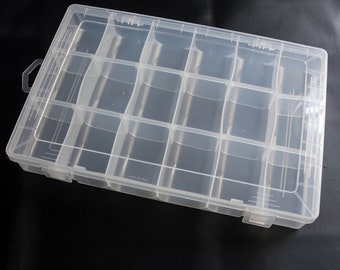 Clear Plastic 18 Adjustable Compartment Storage Box with Lid for beading, sewing, jewellery, fishing items and other small items