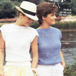 Lady Summer Top Sweater Jumper Pullover - Size 76 to 102 cm (30 to 40 inch) - Emu Perle 3680 - Vintage Knitting Pattern - PDF