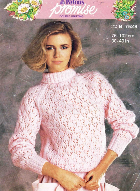 Pullover 30-40 inch. Lady/'s sweater knitting pattern in DK Jumper