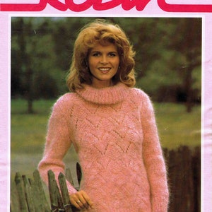 Lady Roll Neck Lace Panel Sweater Jumper Pullover - Size 81 to 102 cm (32 to 40 inch) Robin Softspun 13207 Vintage Knitting Pattern - PDF