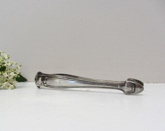 Vintage French Sugar Cube Tongs ~ Silver Plated Serving Tongs ~ Shell and Ribbon Decorated Tongs ~ Ice Cube Tongs
