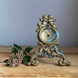 Antique French Bronze Cherub Pocket Watch Stand ~ Picture Frame ~ Rococo Frame ~ Metal Frame ~ Small Picture Frame ~