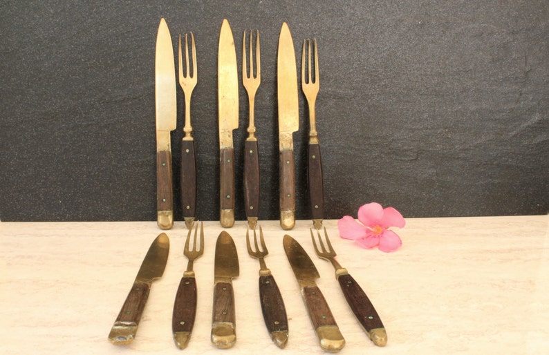 6 Pairs of Antique French Dessert Knives and Forks Guilded Etsy