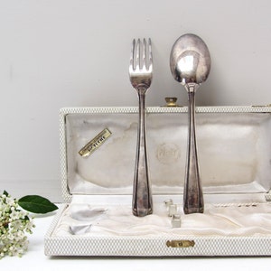 Vintage French Fork and Spoon Cutlery Set ~ Christening Set with an Original Satin Lined Box ~ Silver Cutlery - Piery La Canebiere