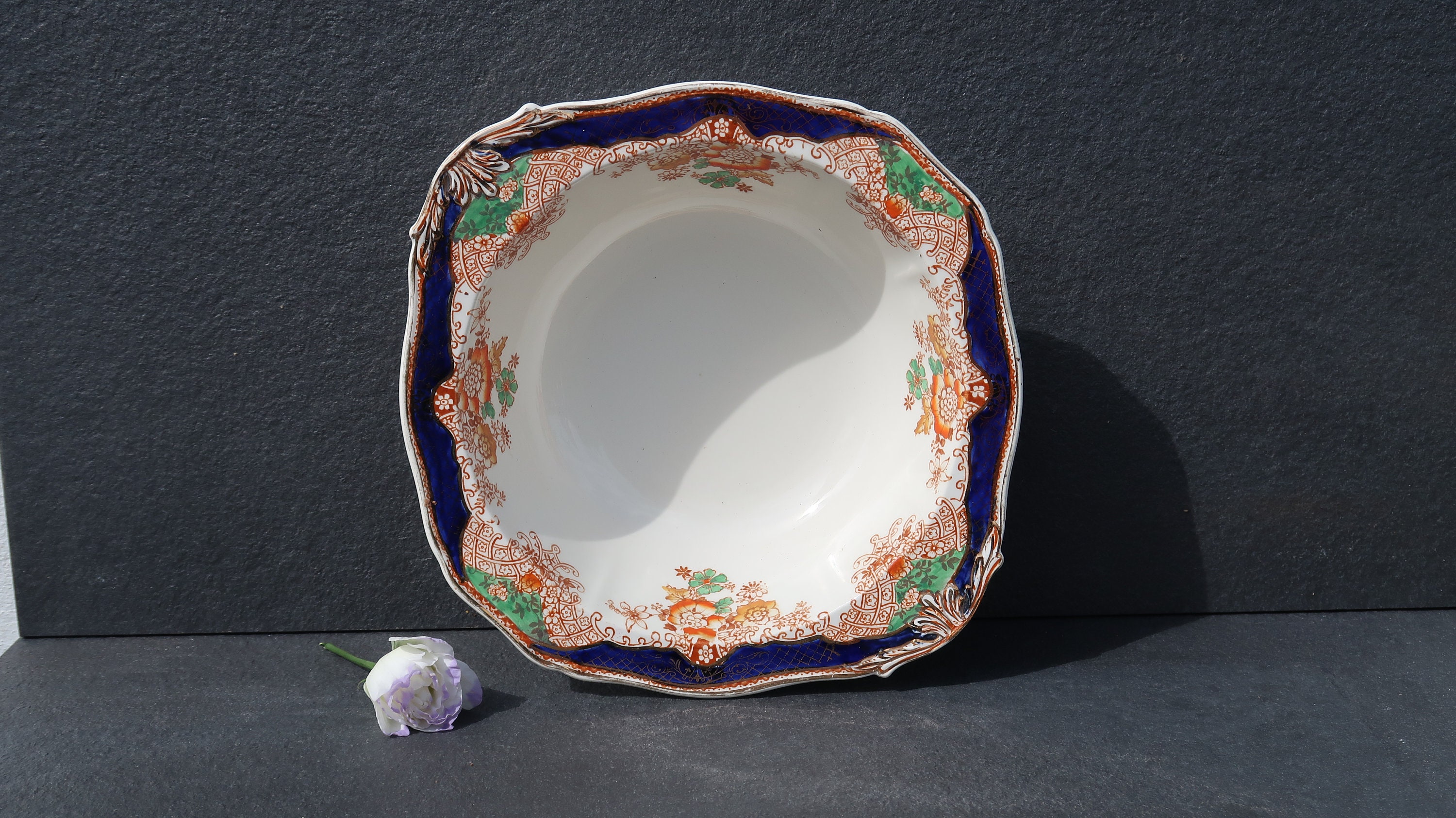Alfred Meakin Trossachs Floral Bowl - Grand Bol Transfert de Transfert Or Gilt Trim -
