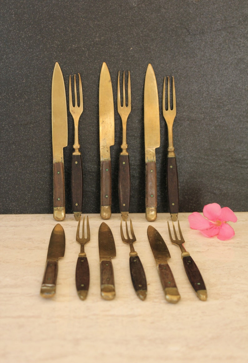 6 Pairs of Antique French Dessert Knives and Forks Guilded Etsy