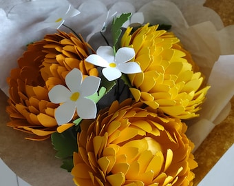 Handmade Paper Chrysanthemum Bouquet, Small Fall Mums, Autumn Home Decor, Long-lasting Gift