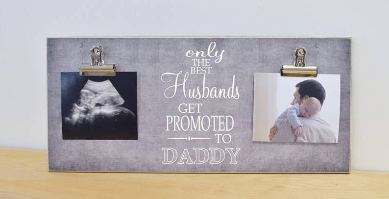 Father/'s Day Gift New Dad Gift First Father/'s Day Gift For Dad {Promoted To Daddy} Picture Frame Baby Announcement Gift For Husband