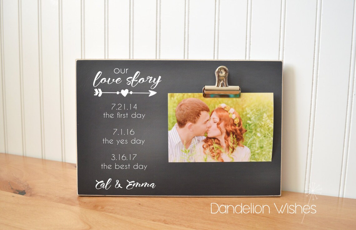 Personalized Wedding Gift Photo Frame LOVE STORY Custom Etsy