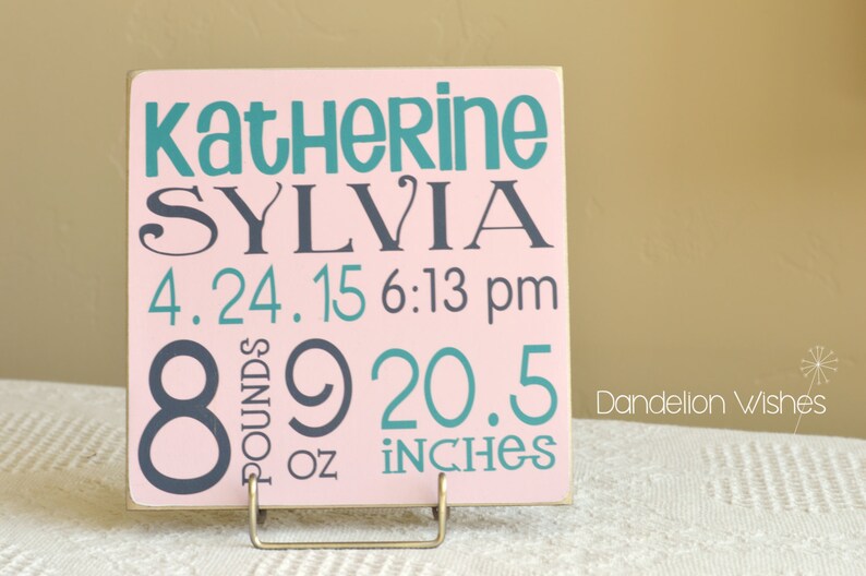 PERSONALIZED Birth Announcement Board 12x12 BUBBLY Design Etsy