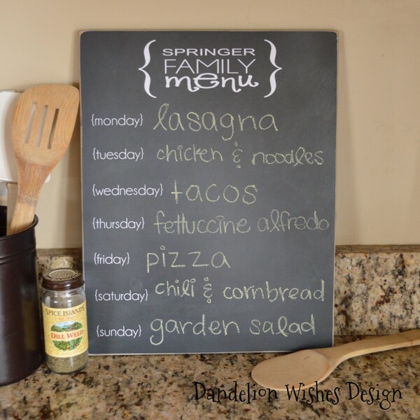 Personalisierte Tafel Menü Zeichen, 11 x 14, Küche Dekor, Menü, Essen planung