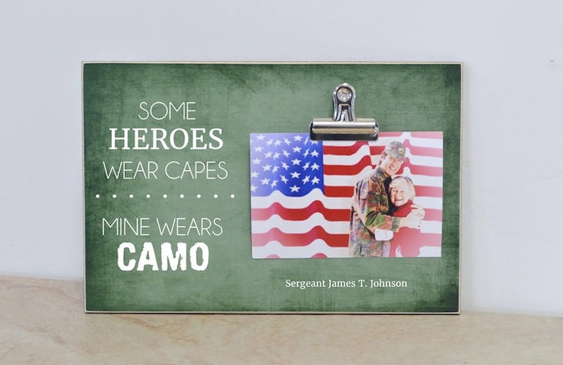 Army Mom Gift Solr Photo Frame My Hero Wears Camo Image 0