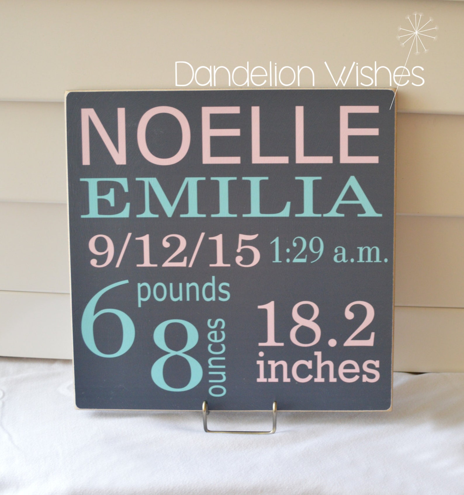 Baby Announcement Board 12x12 Baby Stats Sign Custom Etsy
