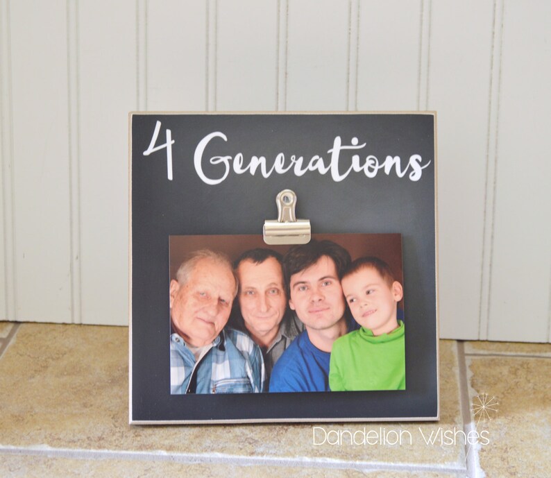 Four Generations Picture Frame 8x8 Photo 4 Gift For Grandpa Dad