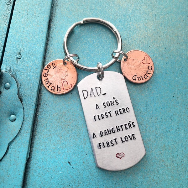 Personalized Dad Keychain, Fathers Day Christmas Gift From Son Daughter, Custom Daddy Key Ring, Gift For Him, Birthday Gift