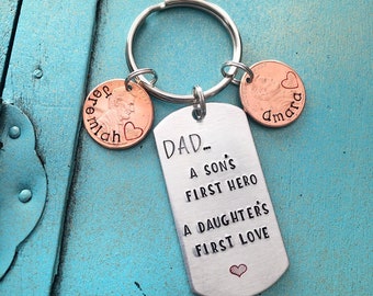 Personalized Dad Keychain, Fathers Day Christmas Gift From Son Daughter, Custom Daddy Key Ring, Gift For Him, Birthday Gift