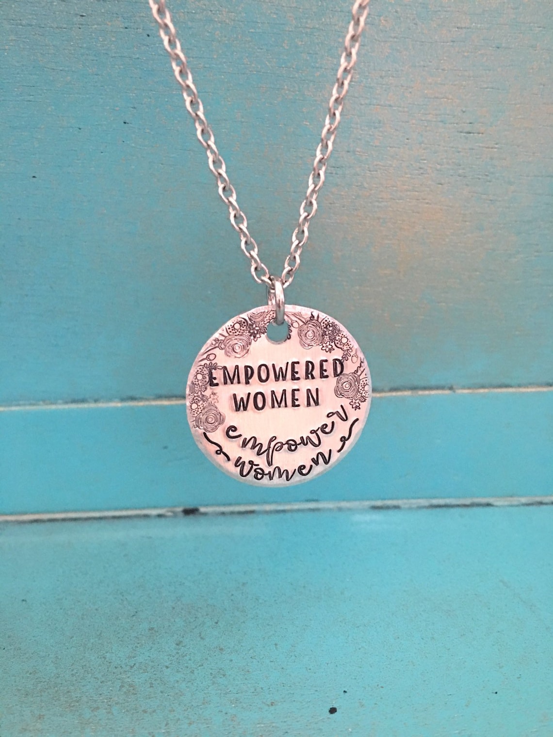 Empowered Women Empower Women Hand Stamped Pendant Necklace Etsy
