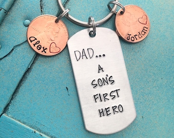 Fathers Day Gift From Son, Personalized Dad Keychain, Daddy Key Ring, Gift For Him, Papa Keychain, Gift From Son, Birthday Gift For Dad