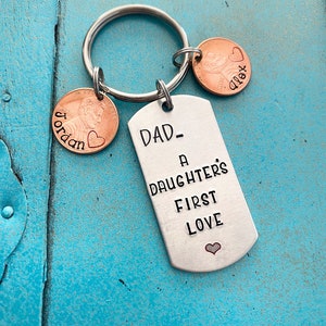 Personalized Dad Keychain, Fathers Day Gift From Daughter, Daddy Key Ring, Birthday Gift For Dad, Wedding Gift For Dad, Custom