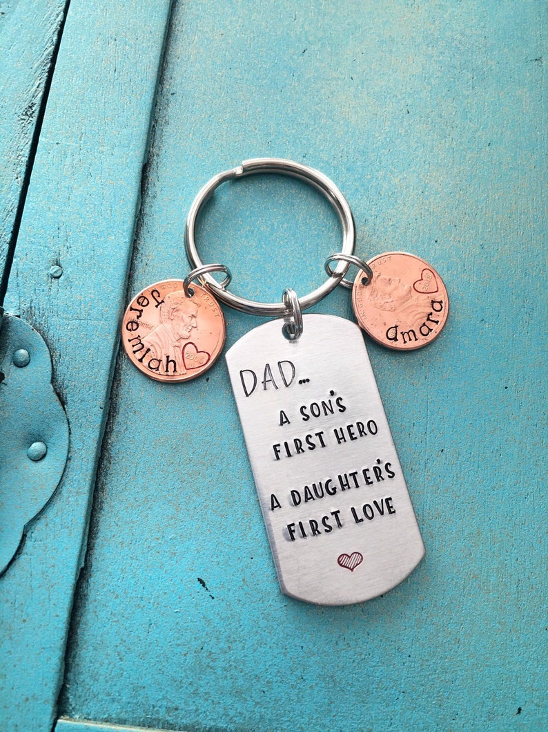 Personalized Dad Keychain, Fathers Day Christmas Gift From Son Daughter, Custom Daddy Key Ring, Gift For Him, Birthday Gift image 1