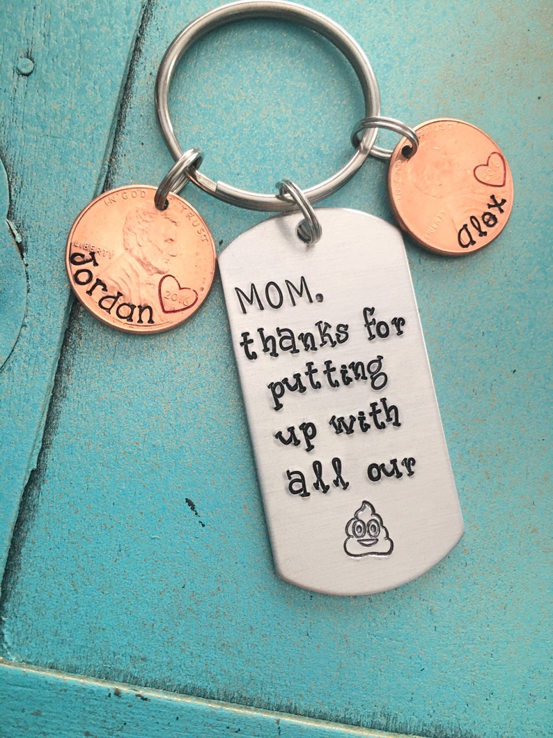 Personalized Mom Keychain Funny Christmas Gift Hand Stamped Etsy