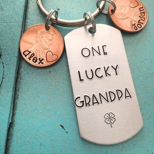 Grandpa Keychain Grandfather Gift From Grandkids Etsy