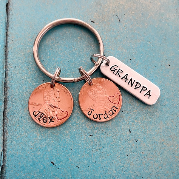 Personalized Grandpa Mini Keychain, Fathers Day Christmas Gift From Grandkids, Birthday Gift For Papa, Gift For Him From Kids