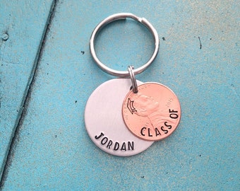 Personalized Class Of 2024 Keychains, Bulk Graduation Gifts, Hand Stamped Penny Keychains, Affordable Gifts For Grads, Graduation Keychains