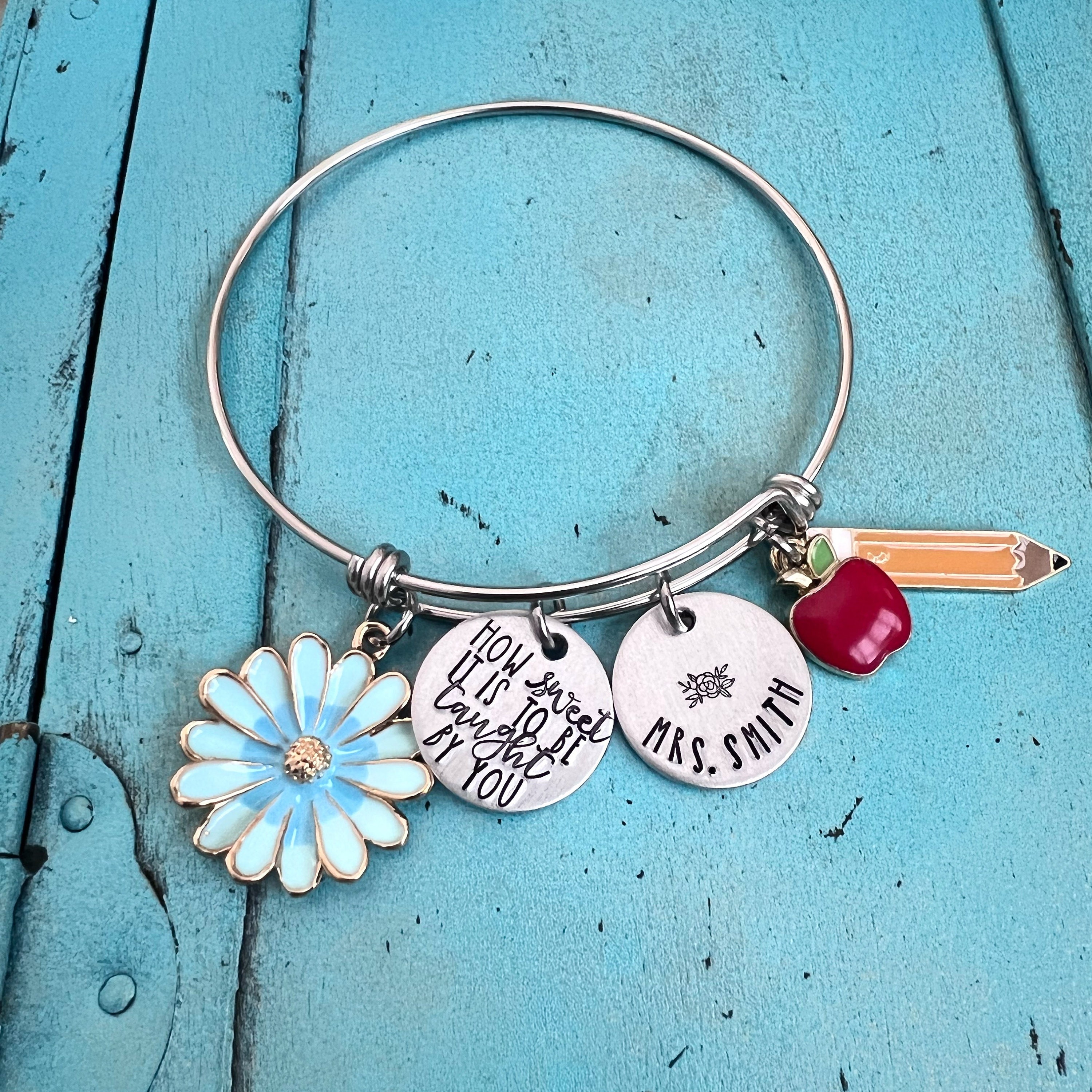 Personalized Teacher Bangle Bracelet End of School Year - Etsy