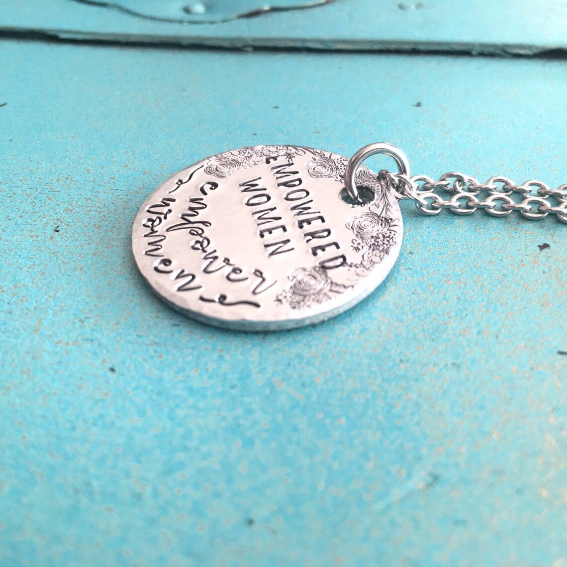 Empowered Women Empower Women Hand Stamped Pendant Necklace Etsy