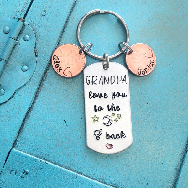 Fathers Day Gift For Pop, Grandpa Keychain, Love You To The Moon And Back Papa Keychain, Personalized Gift For Him, Birthday Gift