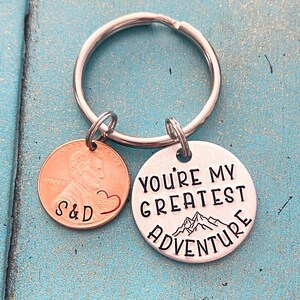 Valentines Day Gift For Him Her, Youre My Greatest Adventure Anniversary Keychain, Personalized Penny Boyfriend Girlfriend