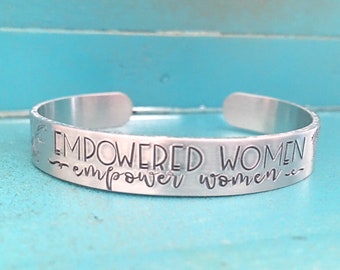 Empowered Women Empower Women Cuff Bracelet, Christmas Gift, Women Empowerment Jewelry, Feminist Bracelet, Inspirational Jewelry, Girl Boss
