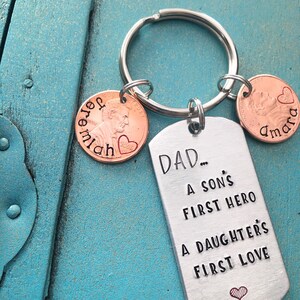Personalized Dad Keychain, Fathers Day Christmas Gift From Son Daughter, Custom Daddy Key Ring, Gift For Him, Birthday Gift image 3