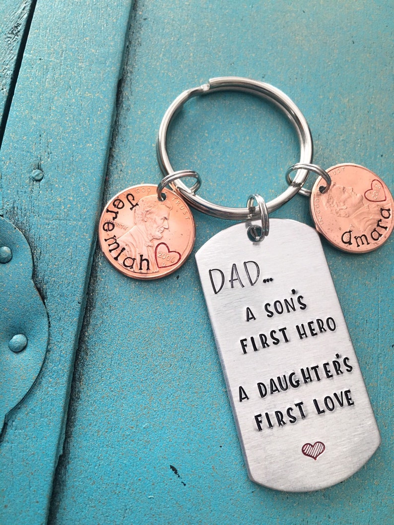 Personalized Dad Keychain, Fathers Day Christmas Gift From Son Daughter, Custom Daddy Key Ring, Gift For Him, Birthday Gift image 3